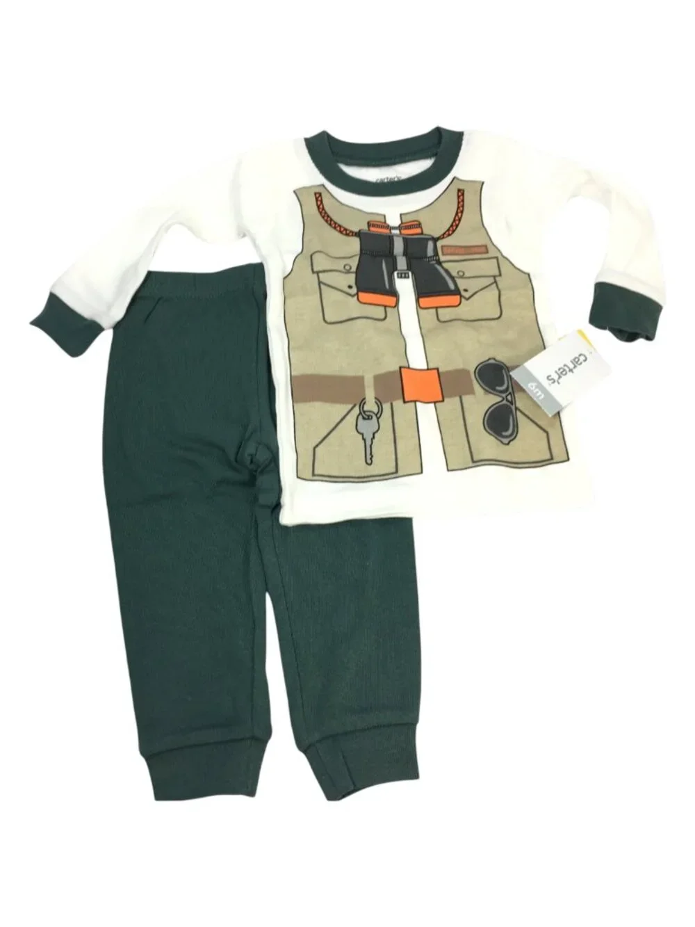 NWT Carter's 6M Jungle Safari 4-Piece Pajamas Set Green Tiger Giraffe Zoo PJs